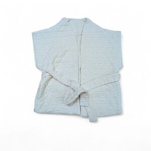 Cicy Bell Quilted Vest Sleeveless Jacket Cream Waist Tie Womens Layering size Lg